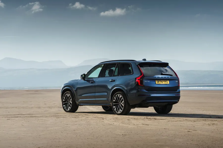 Volvo XC90 seven-seat SUV photographed outdoors, exterior three-quarter view
